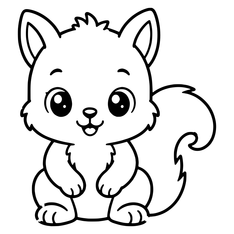 Sitting Squirrel with Pointed Ears and Open Smile — free animal SVG cut file