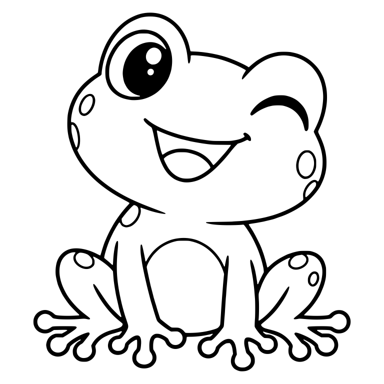 Winking Chibi Frog With Open Smile and Head Tilt — free animal SVG cut file