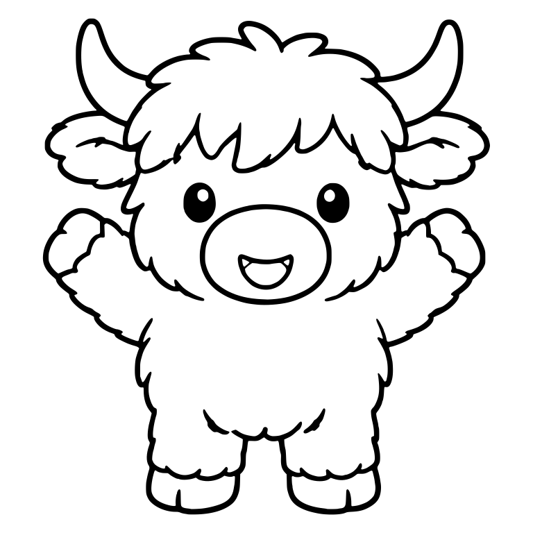 Cheering Highland Cow With Both Arms Raised — free animal SVG cut file