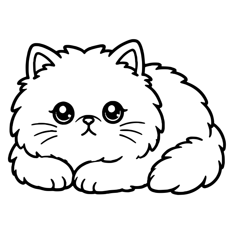 Persian Kitten Resting In A Loaf Pose With Whiskers — free animal SVG cut file