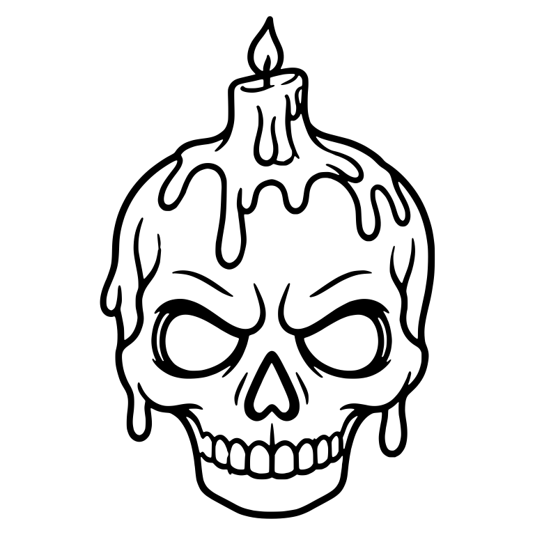 Skull With Lit Candle and Dripping Wax — free skeleton SVG cut file