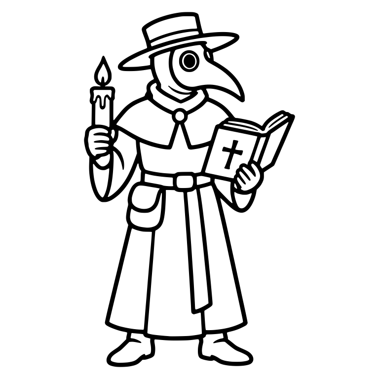 Plague Doctor with Candle and Cross Book — free characters SVG cut file