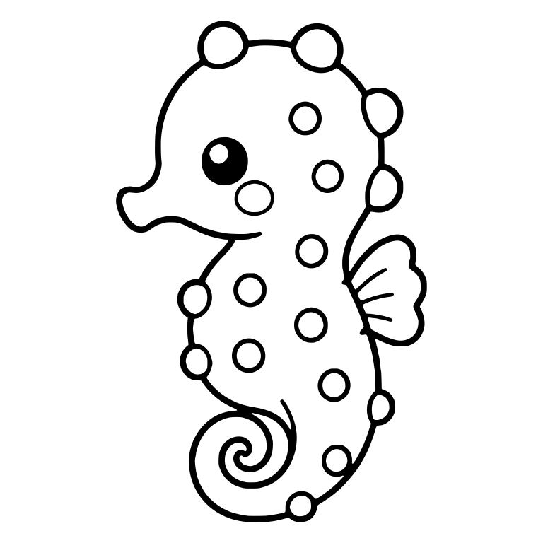 Spotted Kawaii Seahorse with Round Bumps Along Its Back — free animal SVG cut file
