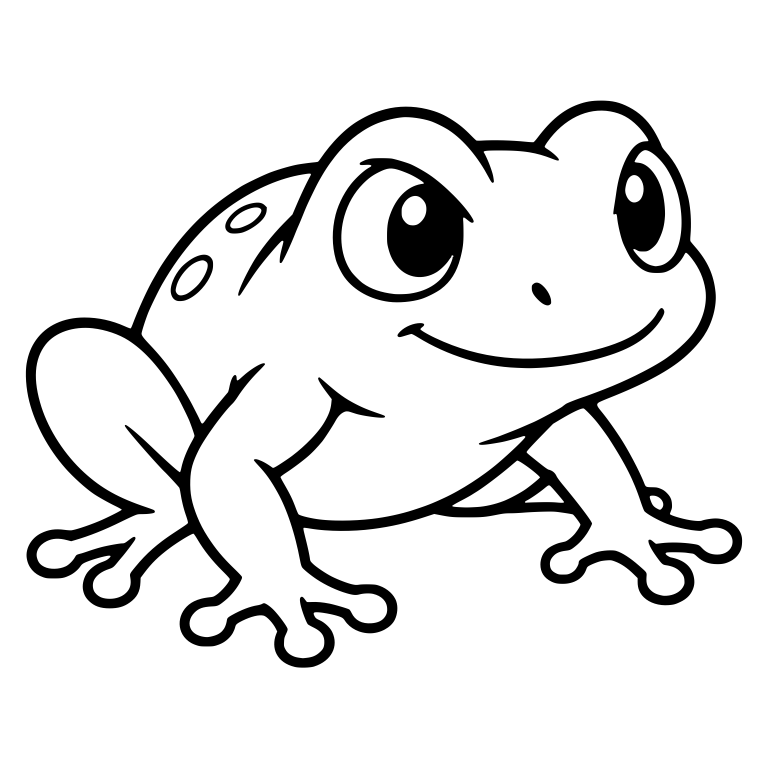 Crouching Chibi Frog with Sly Smile and Back Spots — free animal SVG cut file