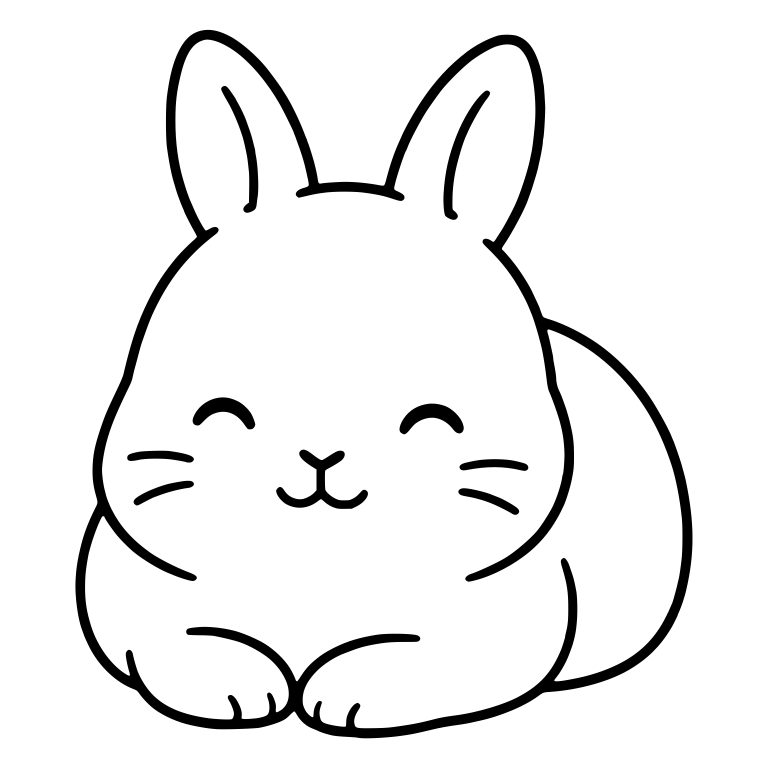 Kawaii Bunny Lying Down With Happy Closed Eyes — free animal SVG cut file
