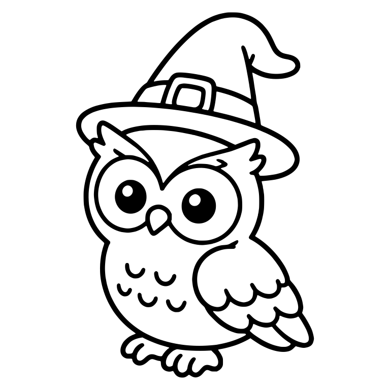 Owl With Wide Eyes in Pointed Hat With Square Buckle — free animal SVG cut file