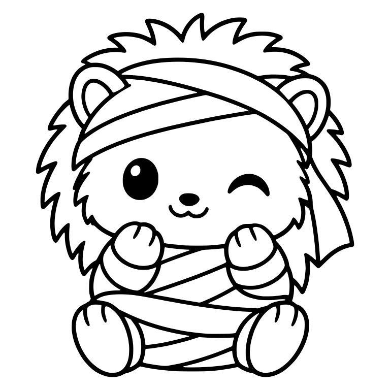 Winking Hedgehog Mummy with Raised Fists — free animal SVG cut file