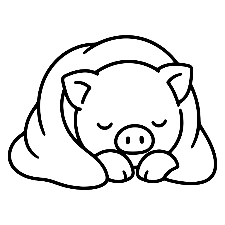 Sleeping Piglet Facing Front Tucked Under Blanket — free animal SVG cut file