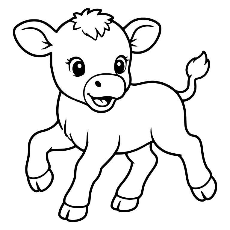Trotting Calf With Lifted Front Hoof and Tail Up — free animal SVG cut file