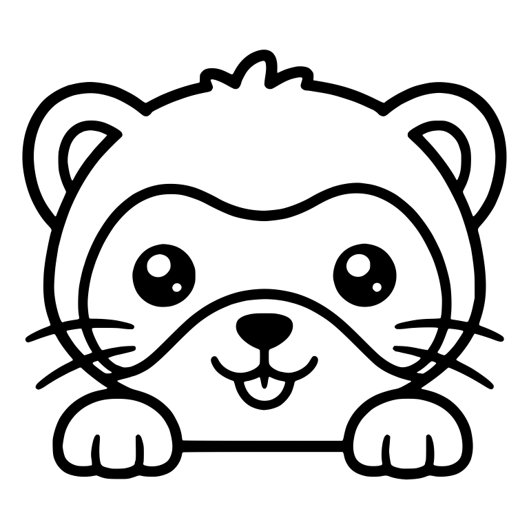 Ferret Peeking Over a Ledge with Both Paws — free animal SVG cut file