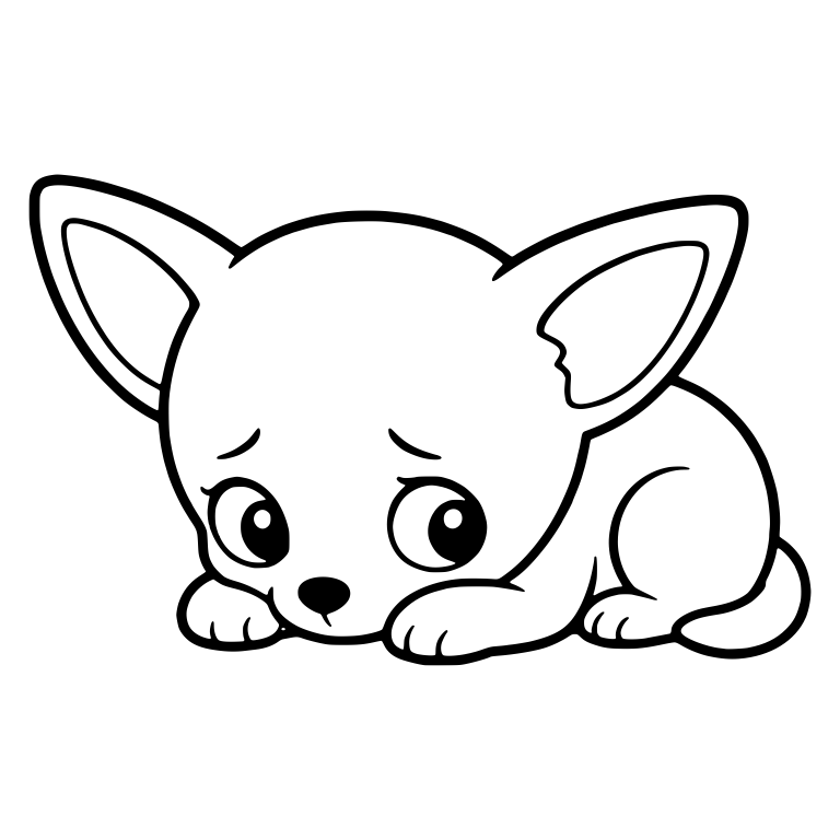 Sad Chihuahua Puppy Lying Down With Big Ears — free animal SVG cut file