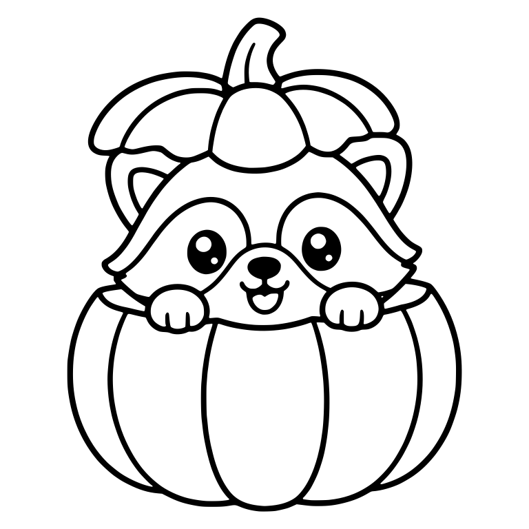 Raccoon Peeking Out of a Pumpkin — free animal SVG cut file