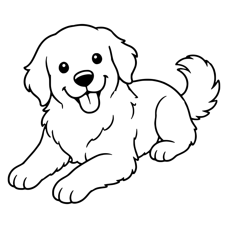 Playful Golden Retriever Lying Down With Tail Curled Up — free animal SVG cut file