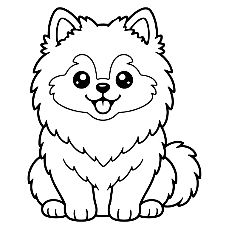 Sitting Pomeranian With Open Smile and Curled Tail — free animal SVG cut file