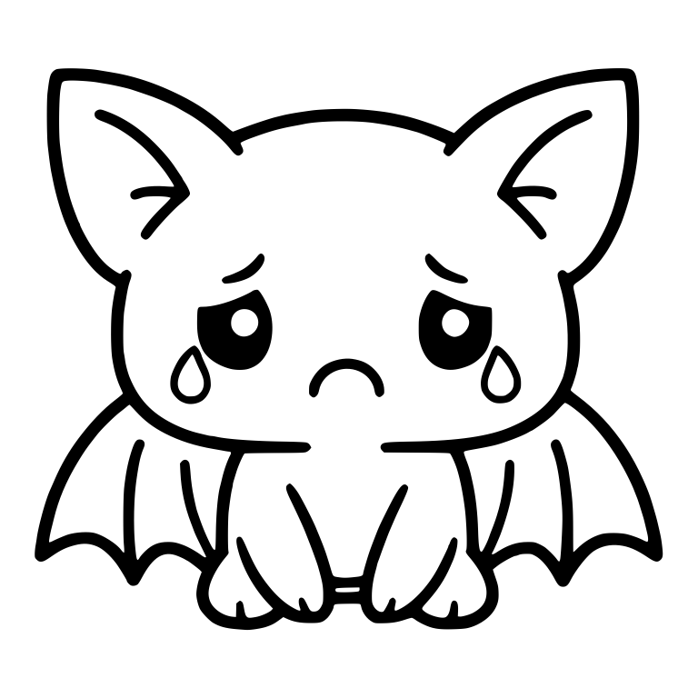 Crying Kawaii Bat With Teardrops — free animal SVG cut file