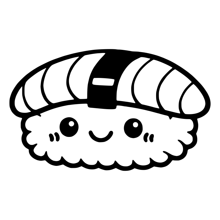 Kawaii Fish Nigiri With Black Seaweed Band and Blush — free food SVG cut file