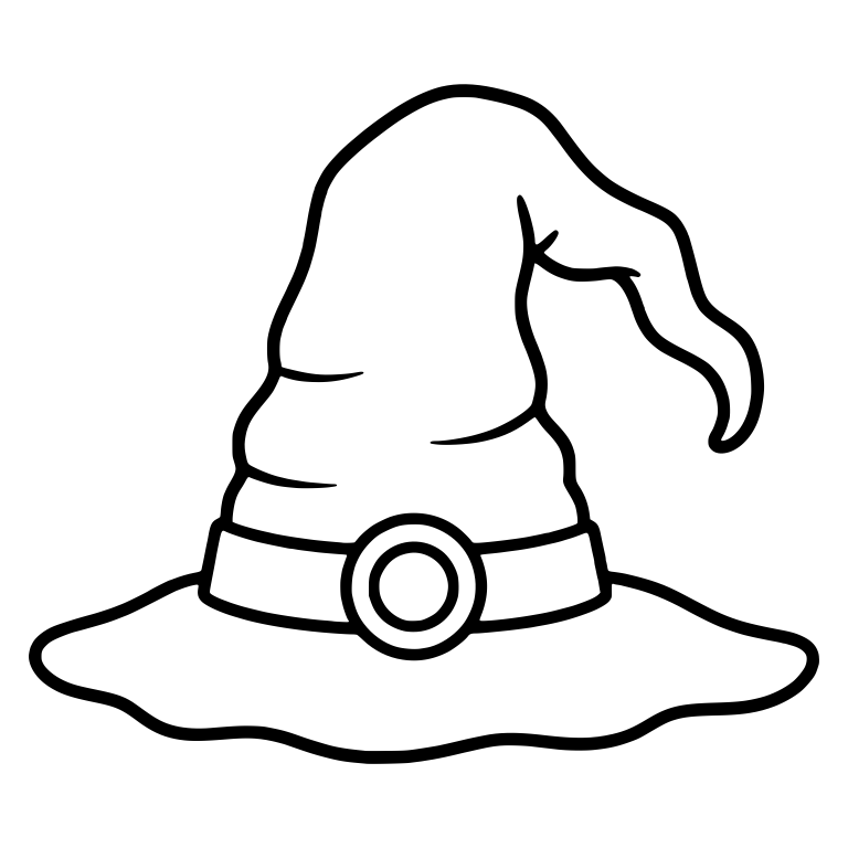 Witch Hat with Round Buckle and Wavy Ruffled Brim — free objects SVG cut file