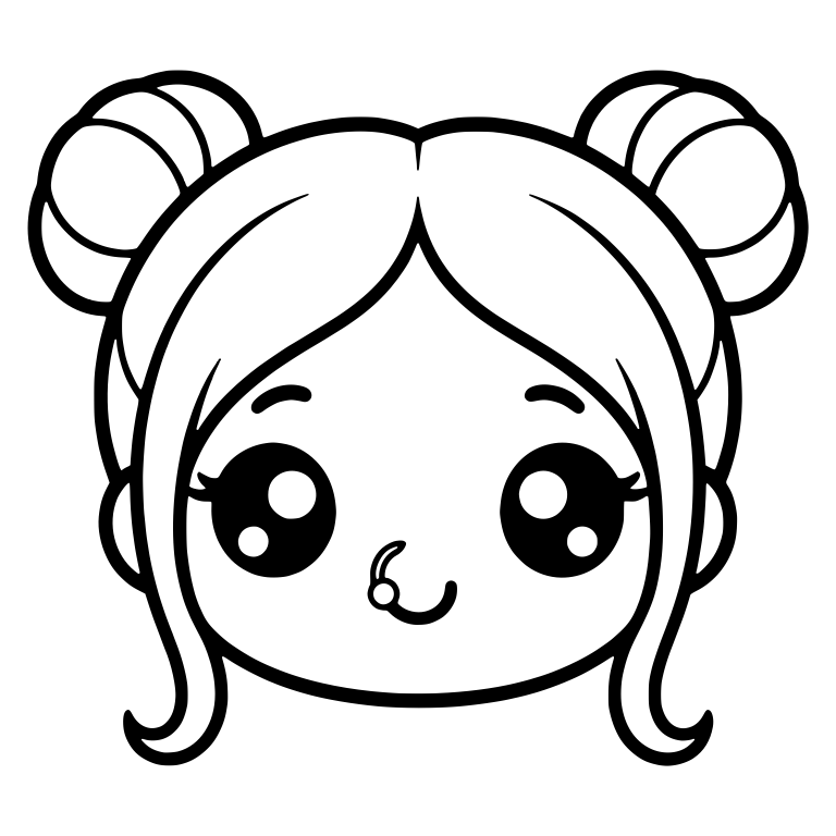 Kawaii Girl With Double Buns And Nose Ring — free characters SVG cut file