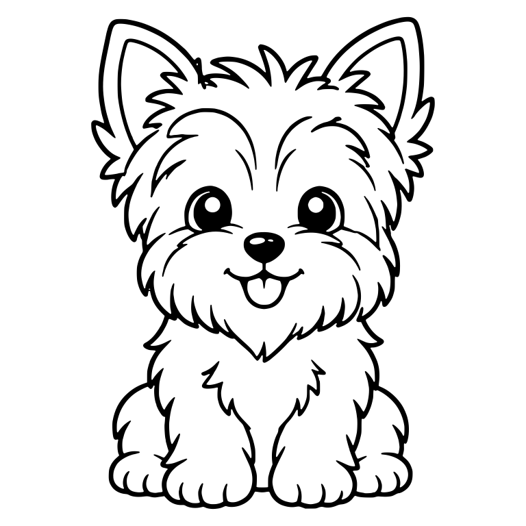 Sitting Yorkie Puppy With Wide Grin and Front Paws — free animal SVG cut file