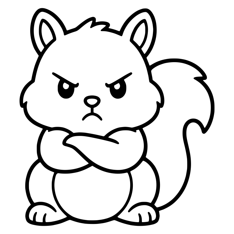 Grumpy Squirrel Sitting With Arms Crossed — free animal SVG cut file