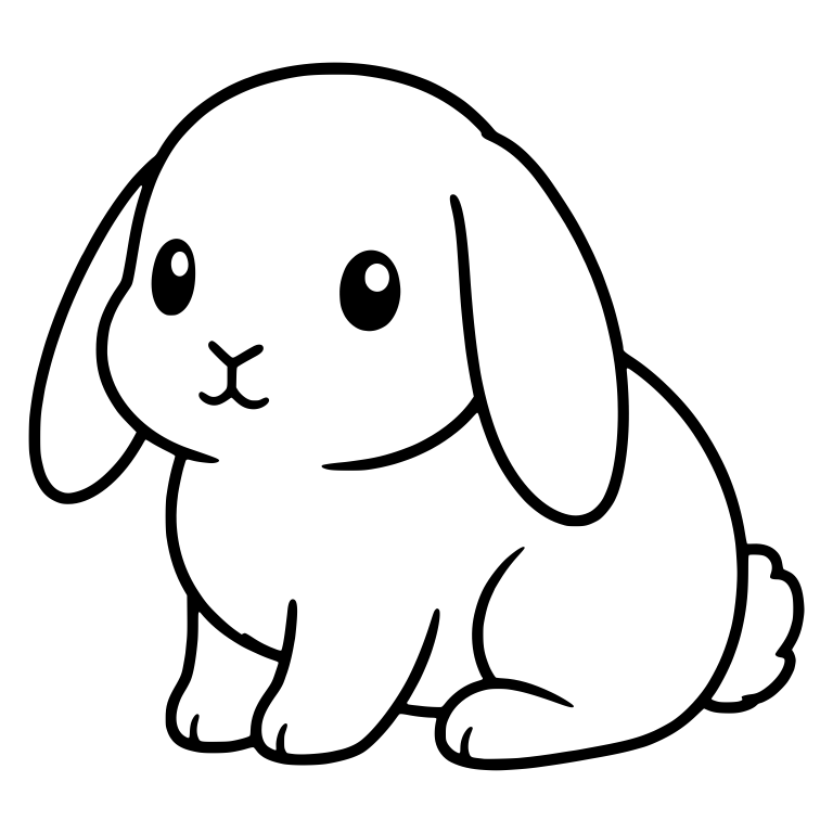 Side-Turned Sitting Mini Lop Bunny With Fluffy Tail — free animal SVG cut file