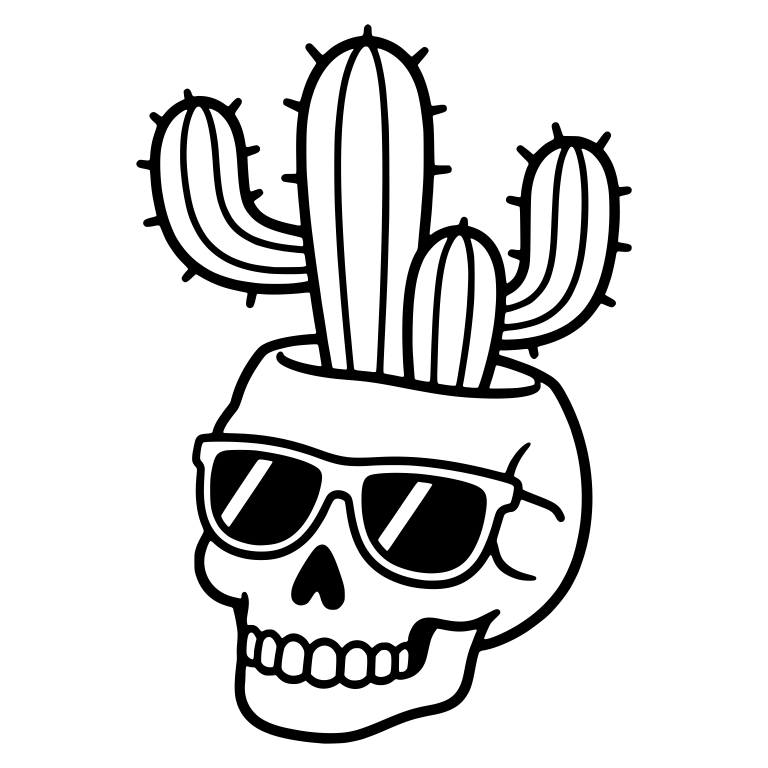 Cool Skull Planter In Sunglasses With Saguaro Cactus — free skeleton SVG cut file