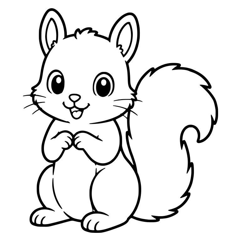 Excited Squirrel with Clasped Paws and Open Mouth Smile — free animal SVG cut file