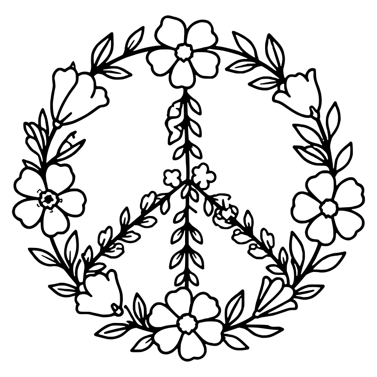 Peace Sign Made of Blossoms and Bell-Shaped Flowers — free symbol SVG cut file