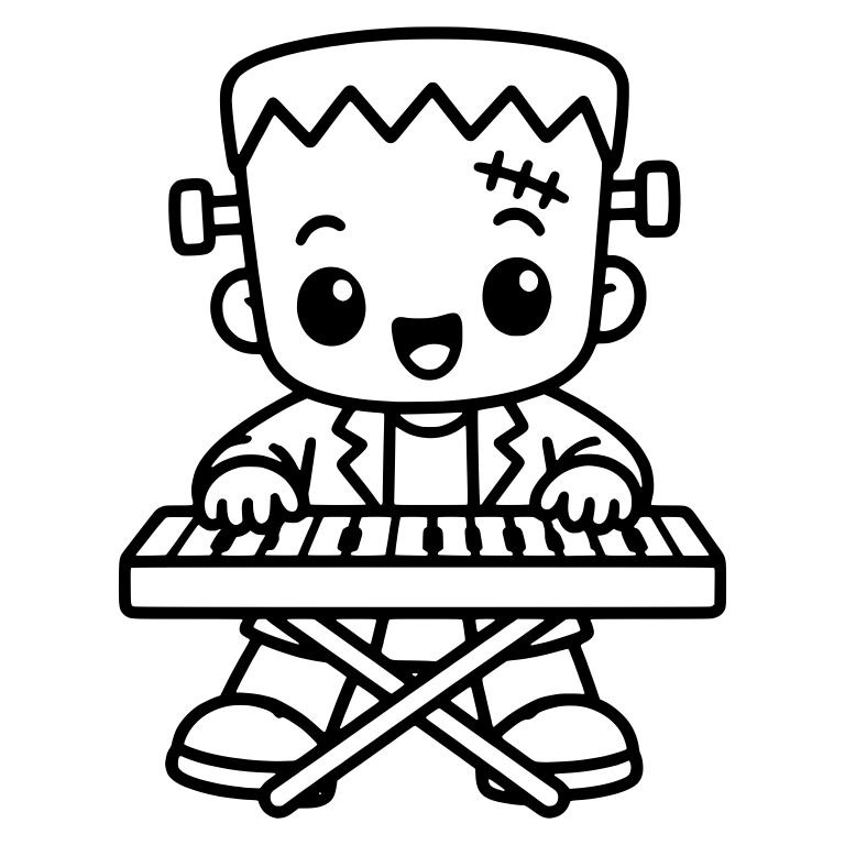 Frankenstein Monster Playing Keyboard On X Stand — free fantasy-creature SVG cut file