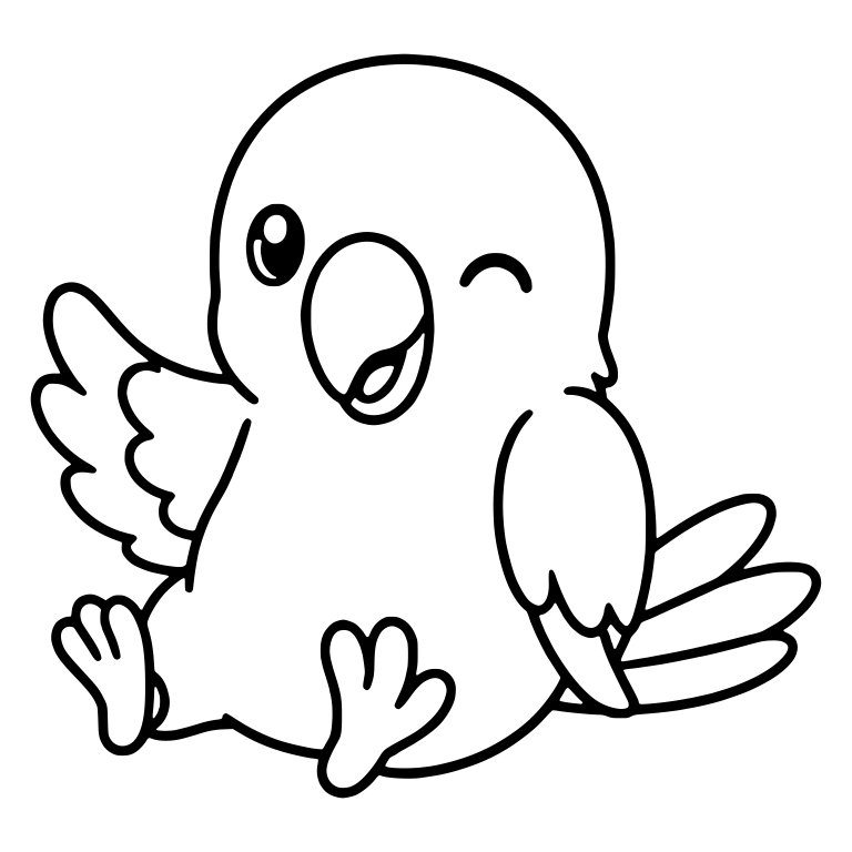 Sitting Parrot Winking and Waving One Wing — free animal SVG cut file