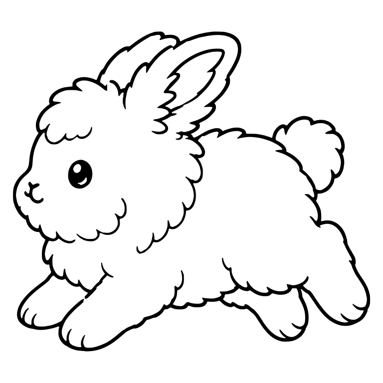 Fluffy Angora Bunny Leaping With Pom Tail — free animal SVG cut file