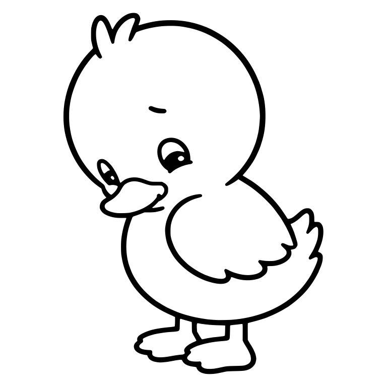 Shy Duckling Looking Down With Head Bowed — free animal SVG cut file