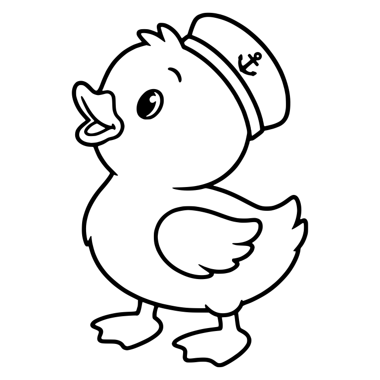 Duckling Looking Up in Sailor Hat With Anchor — free animal SVG cut file