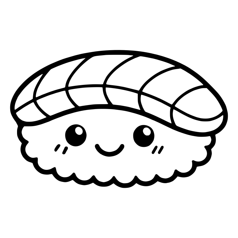 Kawaii Fish Nigiri With Blush Marks and Wide Smile — free food SVG cut file