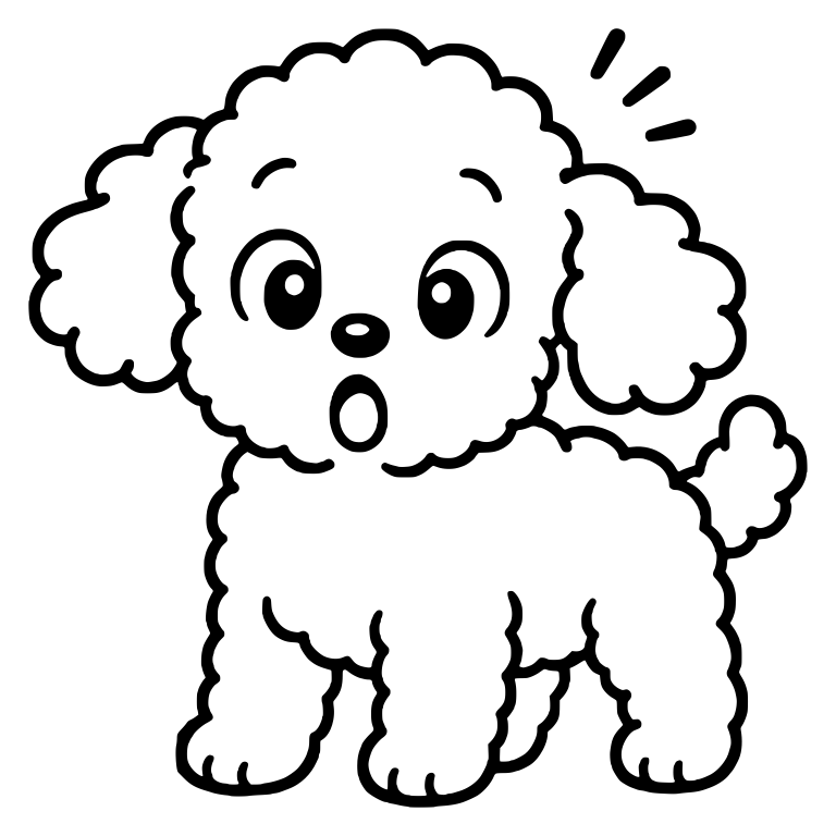 Surprised Standing Toy Poodle with Alert Lines — free animal SVG cut file