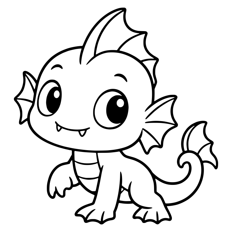 Smiling Sea Monster With Fin Crest and Curled Tail — free fantasy-creature SVG cut file