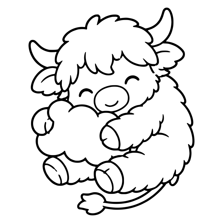 Highland Cow Hugging a Fluffy Cloud — free animal SVG cut file