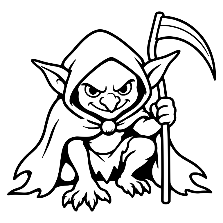 Crouching Goblin Reaper With Scythe — free fantasy-creature SVG cut file