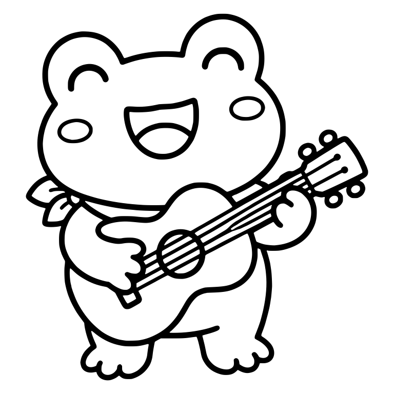 Singing Frog Playing Ukulele with Bandana — free animal SVG cut file