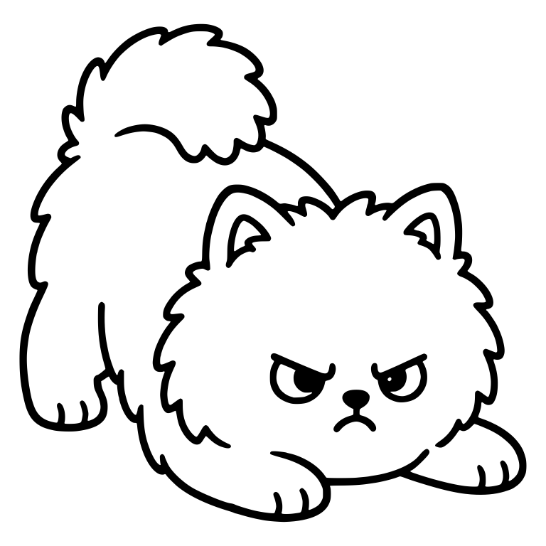 Grumpy Pomeranian Crouching Low with Tail Up — free animal SVG cut file