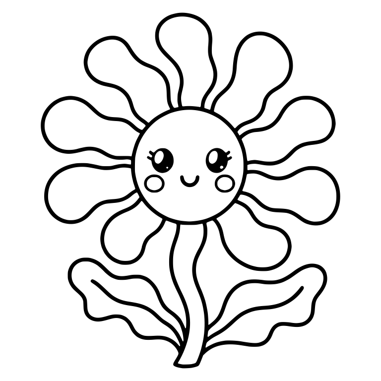 Groovy Wavy Petal Flower With Blushing Face — free floral SVG cut file