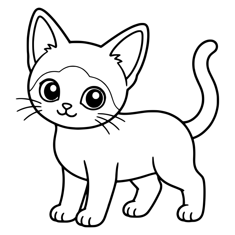 Siamese Kitten Standing With Curved Tail — free animal SVG cut file