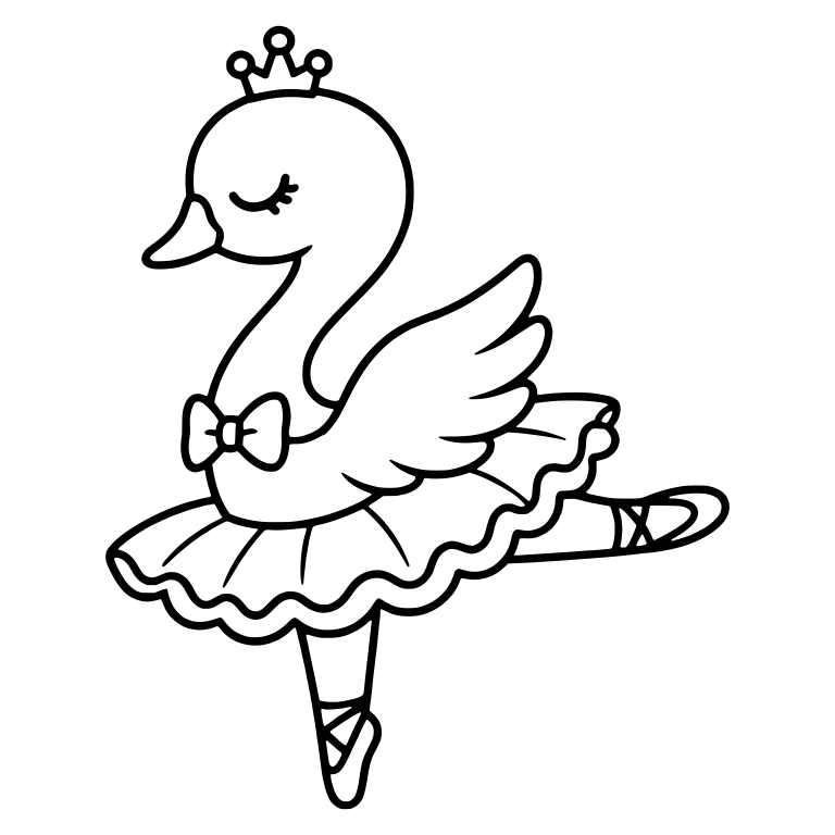 Ballerina Swan in Arabesque With Tutu and Bow — free animal SVG cut file