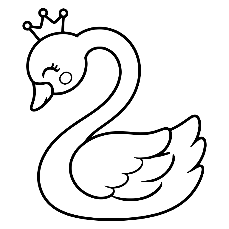 Crowned Swan with Blushing Cheek and Closed Eye — free animal SVG cut file