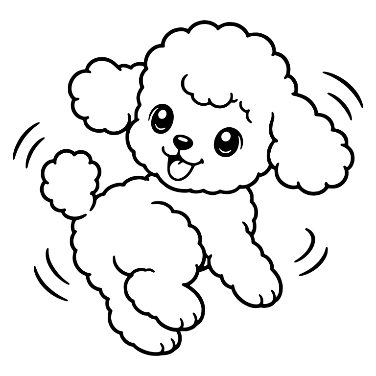 Dancing Toy Poodle Puppy With Motion Lines — free animal SVG cut file