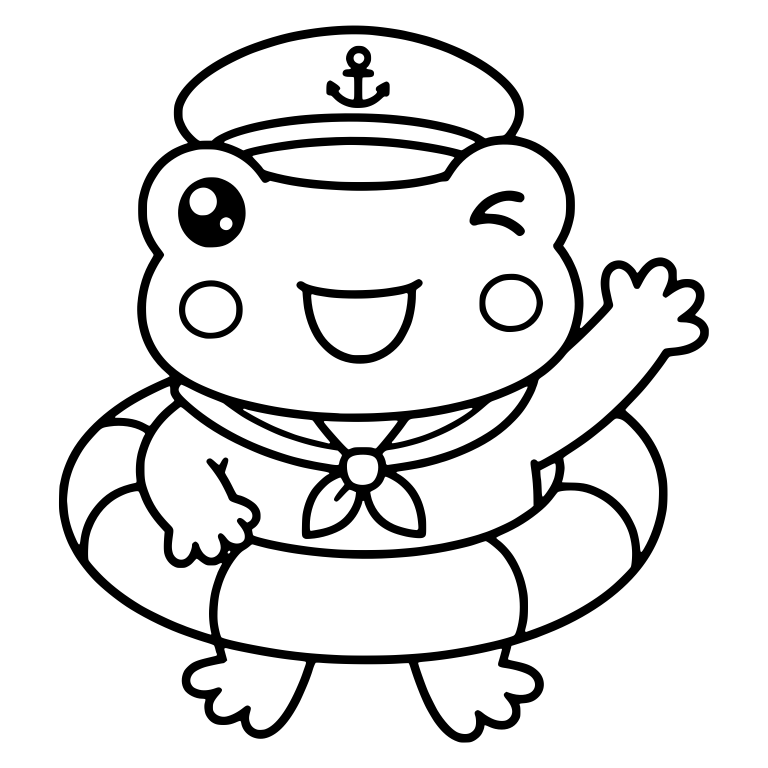 Winking Sailor Frog in Life Ring Waving Hello — free animal SVG cut file