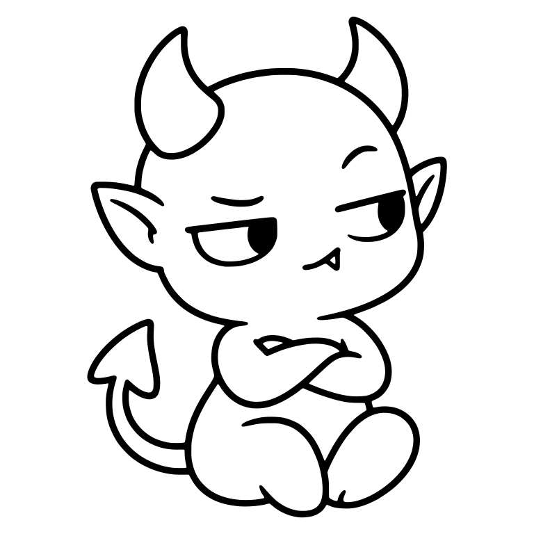 Sitting Demon Side-Eye With Arms Crossed and Fang — free fantasy-creature SVG cut file