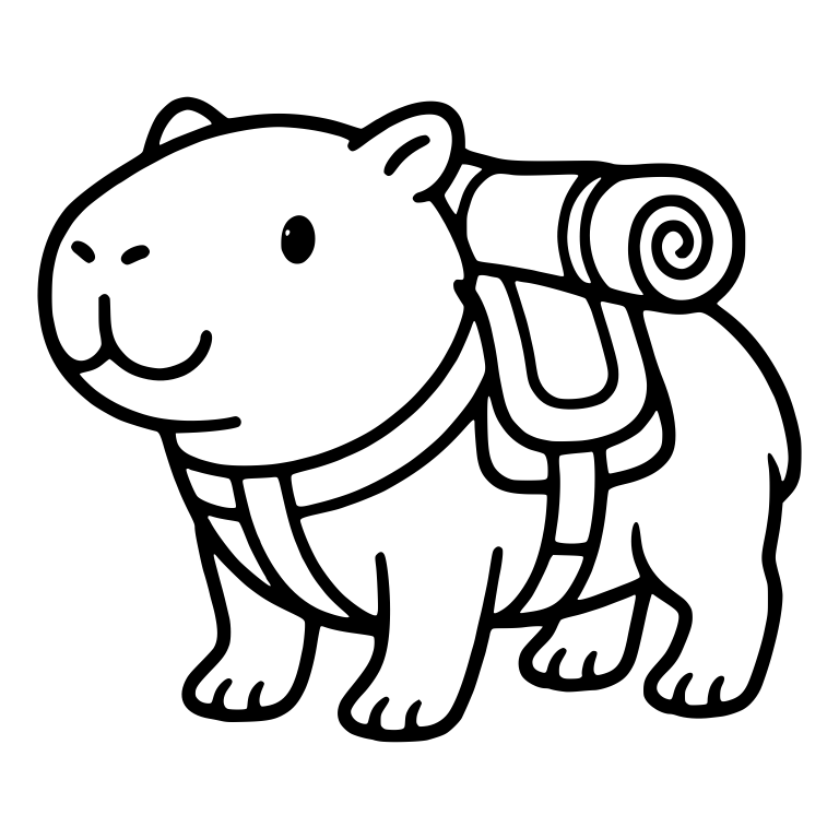 Hiking Capybara with Backpack and Rolled Bedroll — free animal SVG cut file