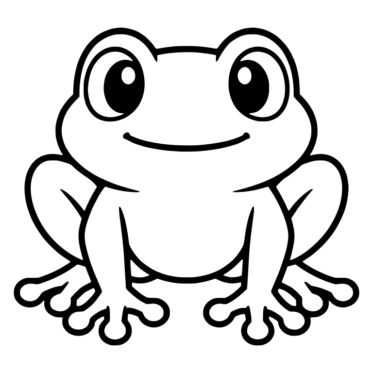 Smiling Chibi Frog Crouched Low Facing Forward — free animal SVG cut file