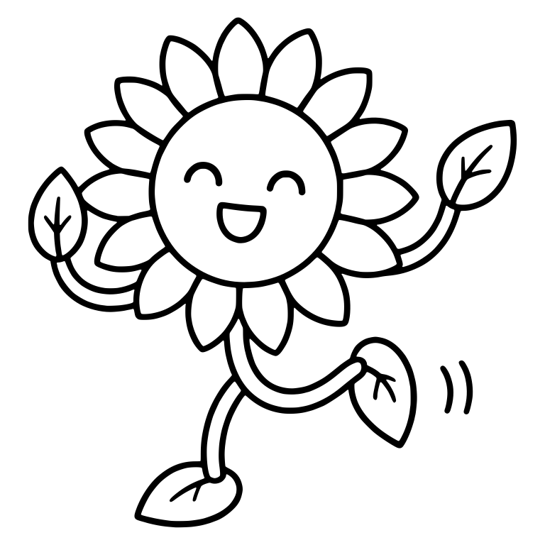 Dancing Sunflower With Leaf Hands and Leaf Shoes — free floral SVG cut file